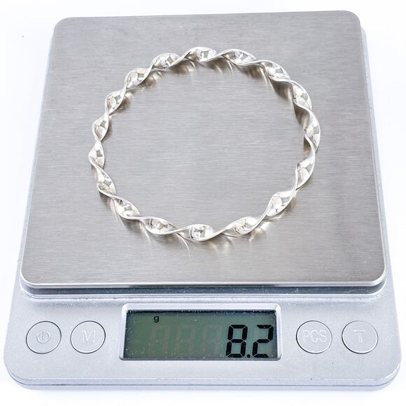 Vintage Sterling Silver 925 Twisted Bangle Bracelet 7.25” - Picture 6 of 7